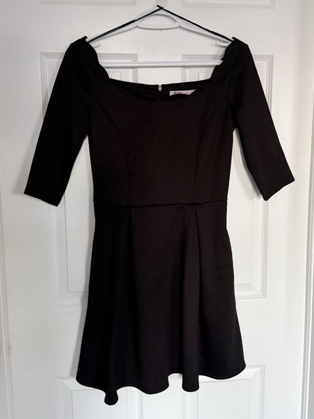 JustFab Black 3/4 Sleeve Fit & Flare Dress